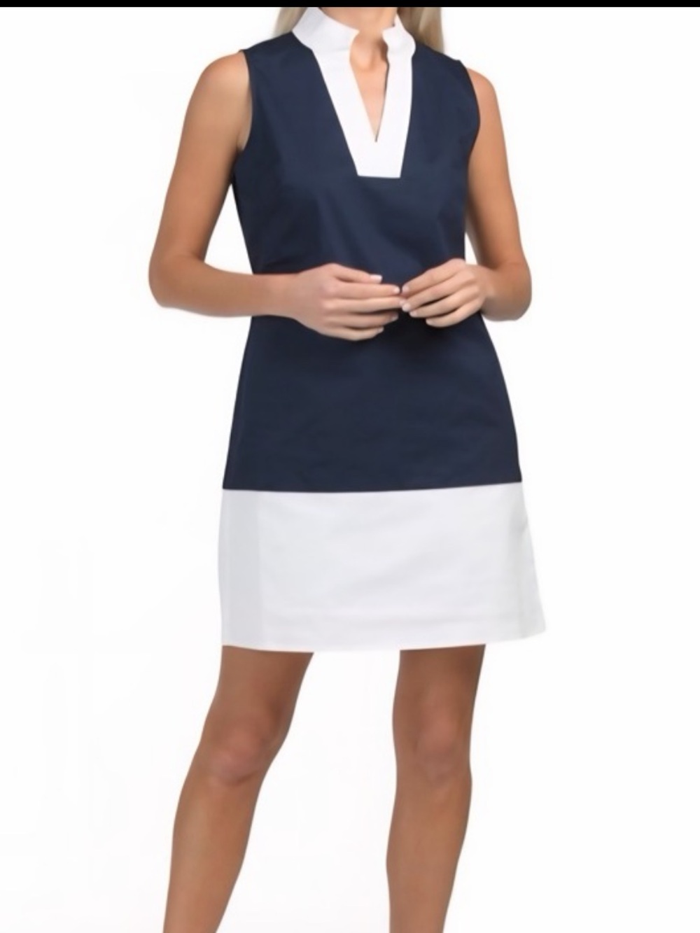 Sail to Sable Navy and White Sleeveless Shift Dress Nautical Resort Cruise